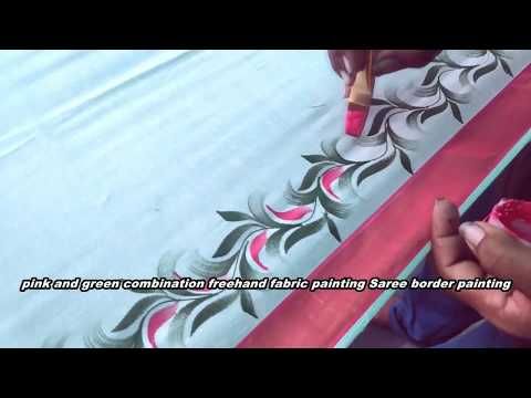 freehand painting | pink and green combination fabric painting .