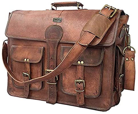 Amazon.com: DHK 18 Inch Vintage Handmade Leather Messenger Bag .