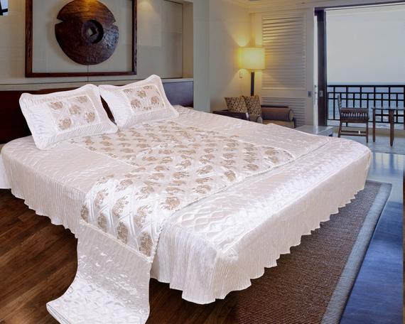 Namaste India Elephant Designer Satin Décor Double Bed Bedding | Et