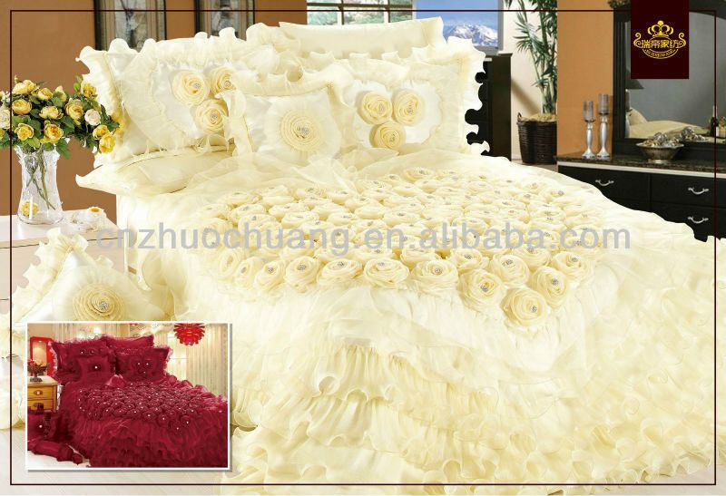white satin wedding bedding set elegant design, View satin bedding .