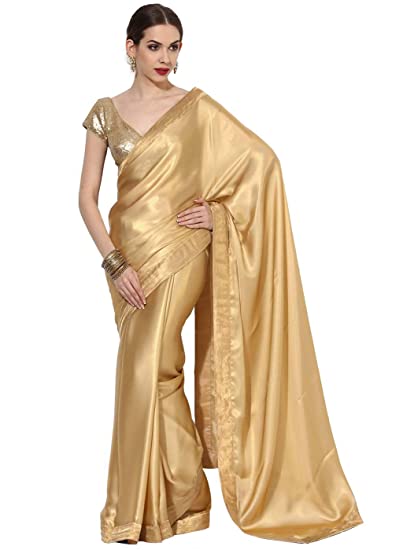 Buy Indian Dobby All Gold Shimmer Georgette Saree at Amazon.