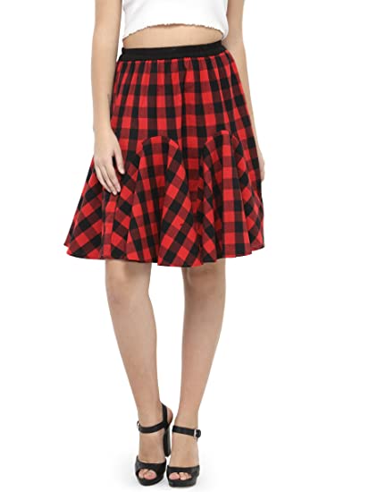 Buy Hive91 Short Skirts for Women Red Checkered Short Skirts .