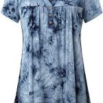 Buy Finice Women's Notch Neck Short Sleeve Tie-dye Tunic Shirt .