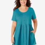 Short-Sleeve Empire Waist Tunic| Plus Size Tunics | Woman With