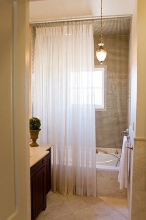 A sheer fabric shower curtain is another way to go (With images .