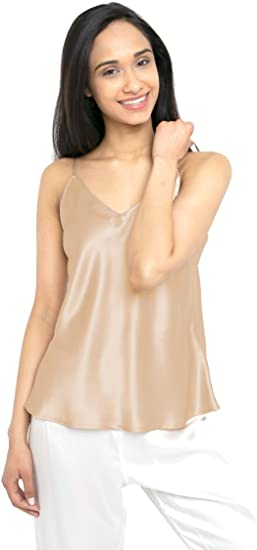 MYK 21 Momme 100% Pure Silk Camisole with Adjustable Strap for .