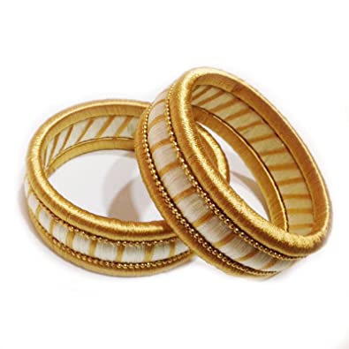 Buy Yathnics Gold Silk Thread Bangle Set For Women at Amazon.