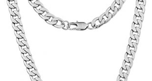 Silvadore 9mm Curb Mens Necklace - Silver Chain Flat Cuban .