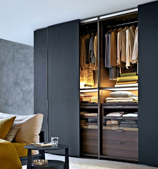 Wardrobe with sliding doors- a wonderful storage space. | Interior .