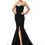 Miss ord Strapless Asymmetric Slit Front Wedding Evening Party .