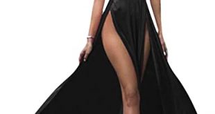 LeoGirl Womens Deep Double Slit Long Prom Dress Straps A-Line .