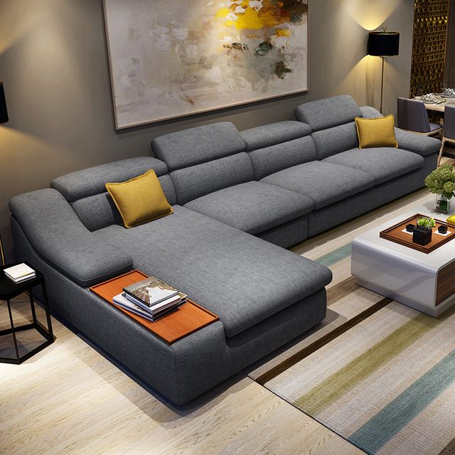 living room furniture modern L shaped fabric corner sectional sofa .
