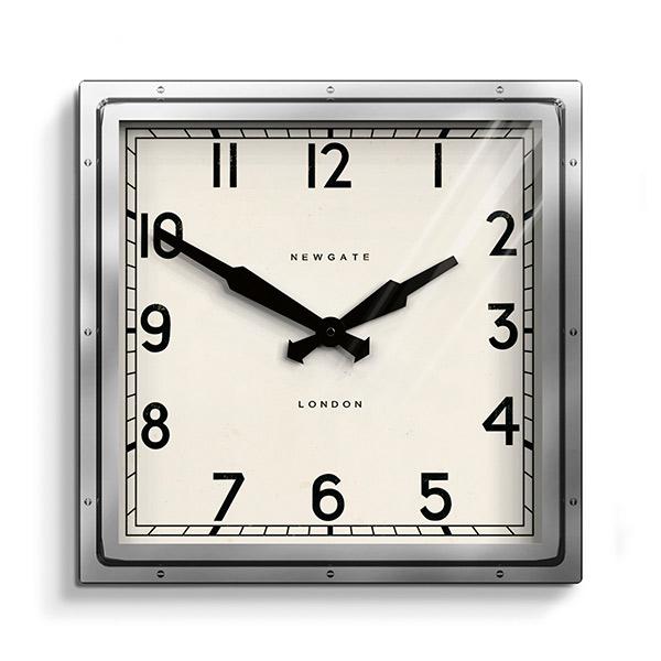 Industrial Metal Wall Clock | Square Chrome – Newgate World .