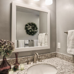 Bathroom Vanity with square mirror | Best bathroom designs .