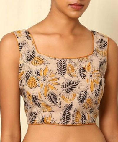 Printed Square Neck Blouse | Fashion blouse design, Embroidered .