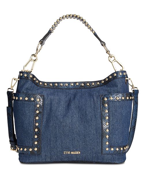 Steve Madden Denim Studded Bucket Bag & Reviews - Handbags .