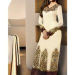 Designer Churidar Semi Stitch Salwar Suit With Cream Colour at Rs .