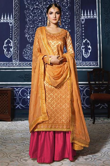 Designer Semi Stitch Salwar Suits Catalog Sharara Salwar Kameez .