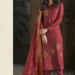 Cotton Jaquard Embroidered Party Wear Straight Salwar Suits .