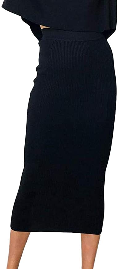 TOPUNDER Sexy High-Waist Bodycon Skirt for Women Solid Long Hip .