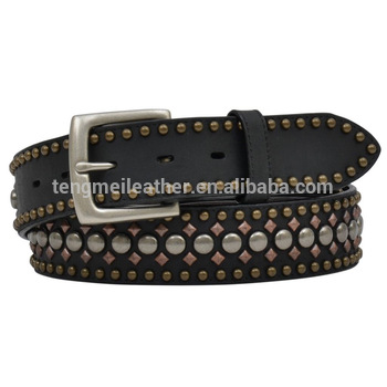 Mens Western Black Genuine Leather Studded Belts - Buy Leather .