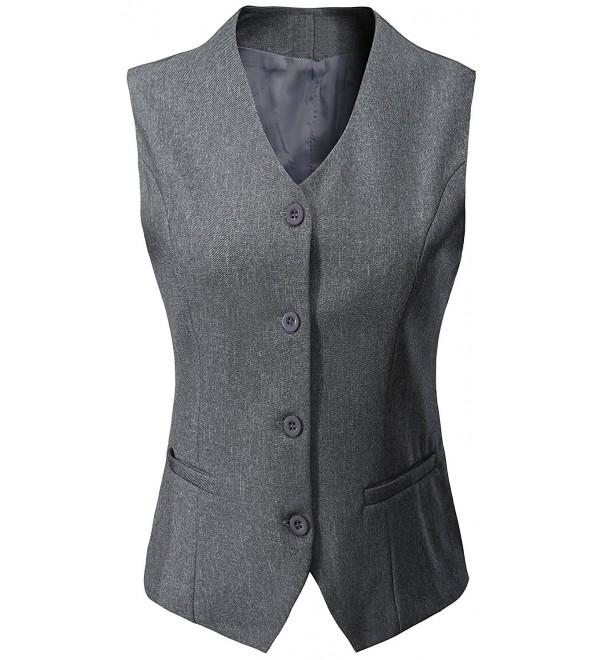 Women's Fully Lined 4 Button V-Neck Economy Dressy Suit Vest .