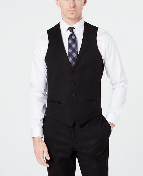 Ryan Seacrest Distinction Men's Slim-Fit Stretch Black Tuxedo Suit .
