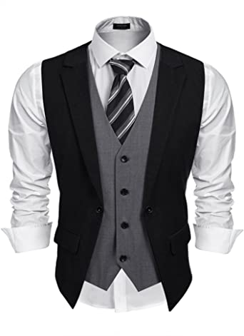 Coofandy Mens Formal Fashion Layered Vest Waistcoat Dress Suit .