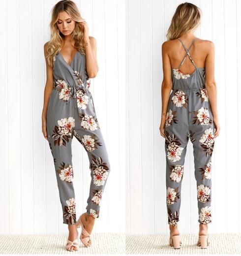 New Arrival Spaghetti Straps Floral Print Jumpsuit Romper for .