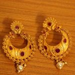 Ruby Matt Gold Finish Temple Jewellery Earrings - Sanvi Jewels Pvt .