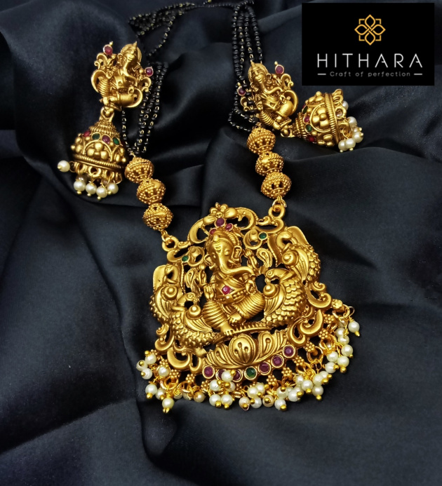 Hithara - MAtt finish Temple Jewellery with Ganesha Penda