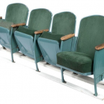 Vintage Velvet Theater Seats in Forest Green on Chairish.com .