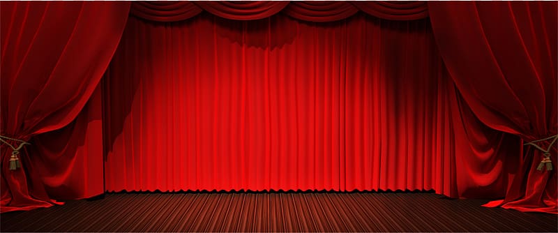Red satin stage curtains , Theater drapes and stage curtains Light .