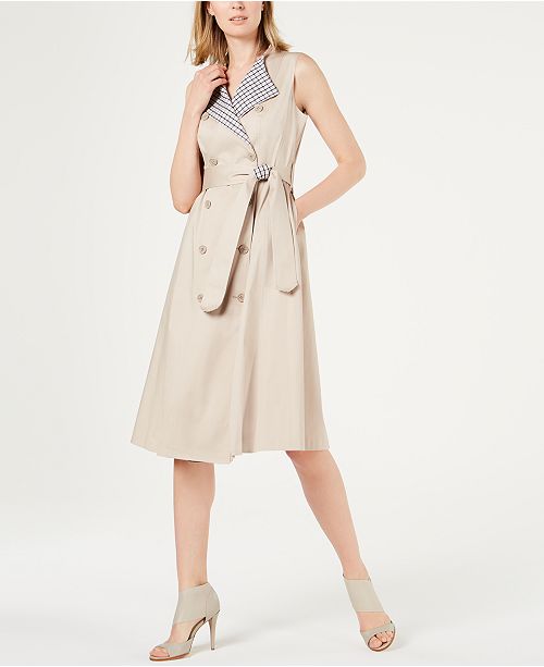 Calvin Klein Sleeveless Trench Coat Dress & Reviews - Dresses .