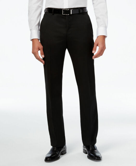 Alfani Men Black Fit Flat Front Suit Dress Slacks Trousers Pants .