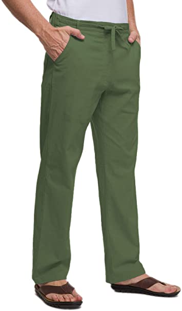 Amazon.com: Janmid Men Casual Beach Trousers Linen Summer Pants .