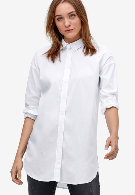 Relaxed Button Front Tunic Shirt by ellos®| Plus Size Tunics | Ell
