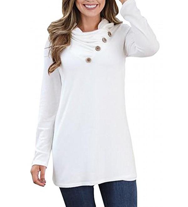 Womens Tops Long Sleeve Cowl Neck Tunic Sweaters Pullover .