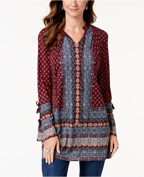 Style & Co Printed Split-Neck Tunic Top, Created for Macy's .