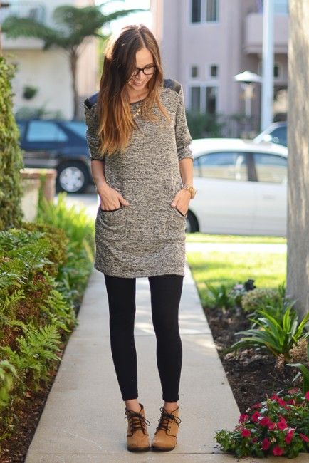 Tunic with leggings but with some edge and glamour - comfy mom .
