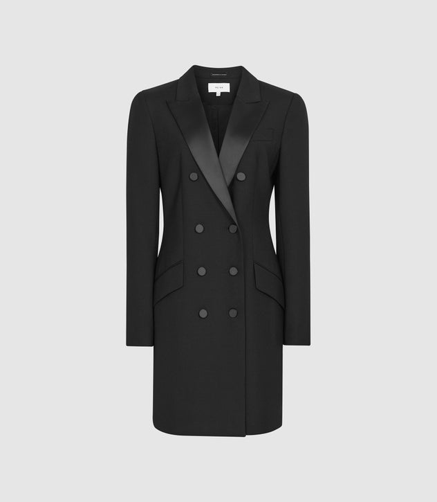 Sofia Black Wool Blend Tuxedo Dress – REI