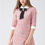 Knock on Your Heart Diamond Bowknot Tweed Dress - Retro, Indie and .