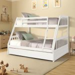 Harper & Bright Designs White Solid Wood Twin Over Full Bunk Bed .