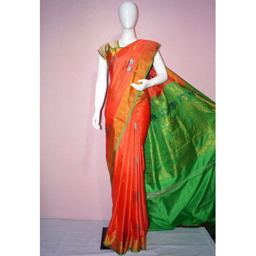 Orange And Green Bhavya Sarees Designer Uppada Saree, Rs 5000 .