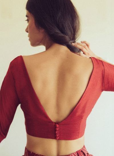 v-neck-blouse-design … (With images) | Trendy blouse designs .