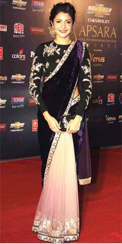 Anushka Sharma - dual fabric velvet pallu saree,Net & Velvet saree .