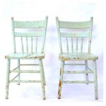 Vintage Blue Spindle Back Kitchen Chairs Pair by cushionchicago .