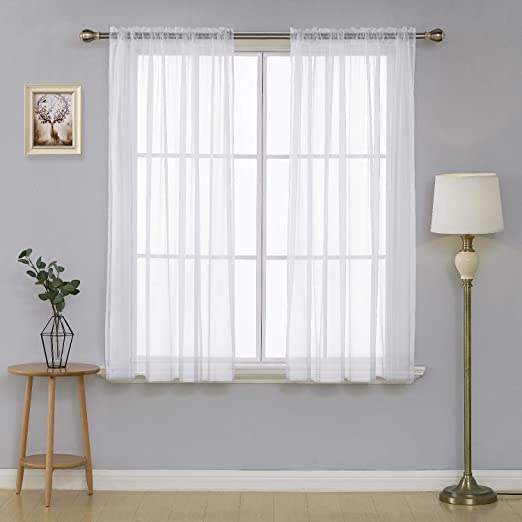 Amazon.com: Deconovo White Sheer Curtains Voile Curtains Rod .