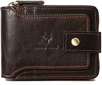 Amazon.com: Zipper Wallet Men RFID Blocking Leather Bifold Wallets .
