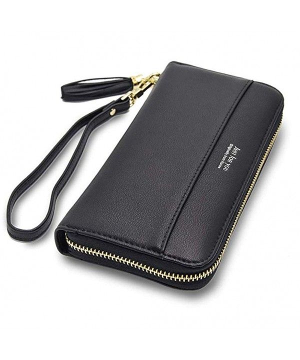 Women Leather Wallets Zip Around Large Clutch Card Holder .
